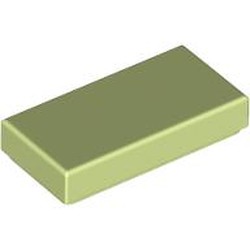 LEGO part 3069b Tile 1 x 2 with Groove in Spring Yellowish Green/ Yellowish Green