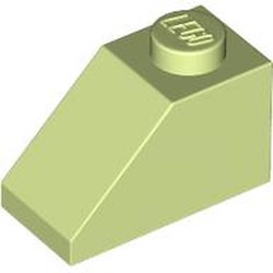 LEGO part 3040b Slope 45° 2 x 1 with Bottom Pin in Spring Yellowish Green/ Yellowish Green