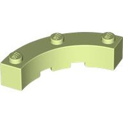 LEGO part 48092 Brick Round Corner 4 x 4 Macaroni Wide with 3 Studs in Spring Yellowish Green/ Yellowish Green