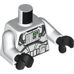 LEGO part 973c27h03pr0022 Torso, White Arms, Black Hands with print in White