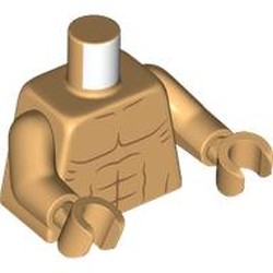 LEGO part 973c70h70pr0002 Torso, Nougat Muscles print, Warm Tan Arms and Hands in Warm Tan