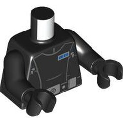 LEGO part 973c03h03pr0107 Torso, Imperial Navy Officer, Silver Belt Buckles, Blue Rank Indicator print, Black Arms and Hands in Black