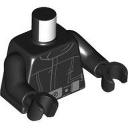 LEGO part 973c03h03pr0106 Torso, Imperial Shuttle Pilot, Silver Belt Buckles print, Black Arms and Hands in Black