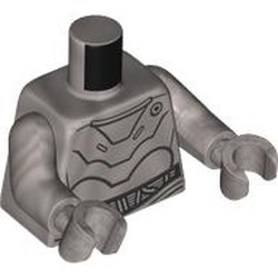 LEGO part 973c30h30pr0008 Torso, Silver Droid Plating print, Flat Silver Arms and Hands in Silver Metallic/ Flat Silver