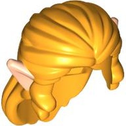 LEGO part 114617pr0001 Hair, Long Broad with Light Nougat Ears print in Ochre Yellow