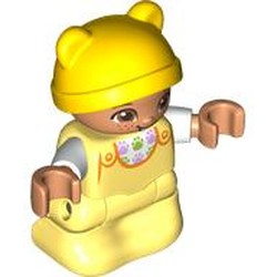 LEGO part 114620pr0001 Duplo Figure Baby, Yellow Hat (Needs Details) in Cool Yellow/ Bright Light Yellow