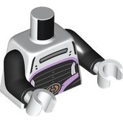 LEGO part 973c03h27pr0010 Torso, Black Arms, White Hands with print in White