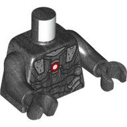 LEGO part 973c75h75pr0002 Torso Armor, Dark Red Circle Print, Pearl Titanium Arms and Hands in Titanium Metallic / Pearl Titanium