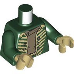 LEGO part 973c35h26pr0001 Torso, Dark Green Arms, Tan Hands with print in Earth Green/ Dark Green