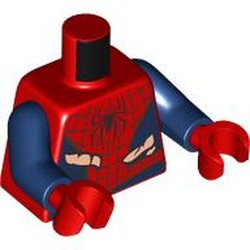 LEGO part 973c05h22pr0006 Torso, Dark Blue Arms, Red Hands with print in Bright Red/ Red