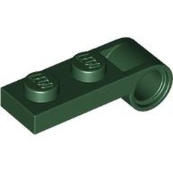LEGO part 3172 Plate Special 1 x 2 with Pin Hole On Side in Earth Green/ Dark Green