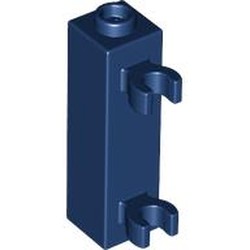 LEGO part 60583b Brick Special 1 x 1 x 3 with 2 Clips Vertical [Hollow Stud, Open O Clips] in Earth Blue/ Dark Blue