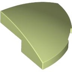 LEGO part 5852 Brick Round Corner, Curved 2 x 2 x 2/3 Quarter Circle in Spring Yellowish Green/ Yellowish Green