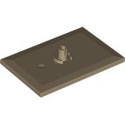 LEGO part 4025 Tile Special 6 x 4 with Beveled Edges and 5mm Pin (Train Bogie Plate) in Sand Yellow/ Dark Tan
