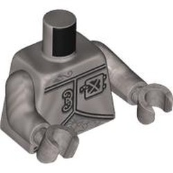 LEGO part 973c30h30pr0007 Torso, Flat Silver Arms and Hands with print in Silver Metallic/ Flat Silver