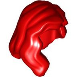 LEGO part 85974 Hair Mid-Length with Part over Front of Right Shoulder in Bright Red/ Red