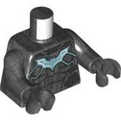 LEGO part 973c75h75pr0003 Torso, Muscles, Sand Blue/Bright Blue Batman Logo (Batwing) Pearl Titanium Arms and Hands in Titanium Metallic / Pearl Titanium