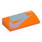 Slope Brick Curved 2 x 4 x 2/3 No Studs, with Bottom Tubes with Silver LEGO Brick, Nike Logo print