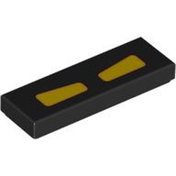 LEGO part 63864pr0064 Tile 1 x 3 with Yellow Robot Eyes print in Black