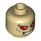 Minifig Head Hobgoblin, Dark Tan Lines, Big Red Eyes, Sharp Teeth, Mean Grin / Open Mouth, Raised Eyebrow