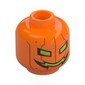 Minifig Head Metal Carved Pumpkin, Dark Orange Seems, Yellow Eyes, Mouth