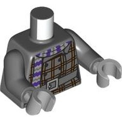 LEGO part 973c12h14pr0001 Torso, Dark Bluish Gray Arms, Light Bluish Gray Hands with print in Dark Stone Grey / Dark Bluish Gray