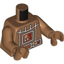 LEGO part 973c23h23pr0005 Torso, Darth Vader Armor, Ginger Bread, White Icing Lines print, Medium Nougat Arms and Hands in Medium Nougat