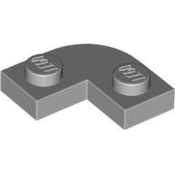 LEGO part 79491 Plate Round Corner 2 x 2 with 1 x 1 Cutout in Medium Stone Grey/ Light Bluish Gray