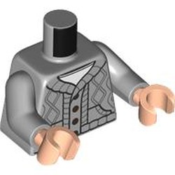 LEGO part 973c14h02pr0005 Torso, Light Bluish Gray Arms, Light Nougat Hands with print in Medium Stone Grey/ Light Bluish Gray