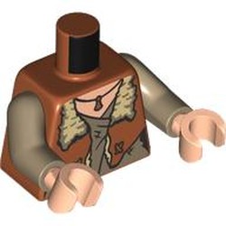 LEGO part 973c11h02pr0003 Torso, Dark Tan Arms, Light Nougat Hands with print in Dark Orange