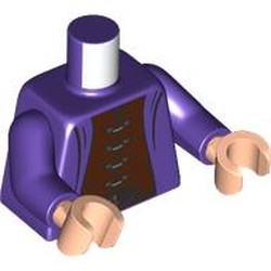 LEGO part 973c09h02pr0003 Torso, Dark Purple Arms, Light Nougat Hands with print in Medium Lilac/ Dark Purple