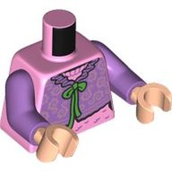 LEGO part 973c33h02pr0001 Torso, Medium Lavender Arms, Light Nougat Hands with print in Light Purple/ Bright Pink