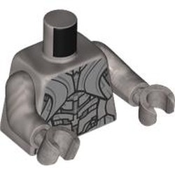LEGO part 973c30h30pr0006 Torso, Flat Silver Arms and Hands with print in Silver Metallic/ Flat Silver