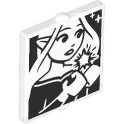 LEGO part 60601pr0015 Glass for Window 1 x 2 x 2 Flat with Elves Mini-doll, Stars print in Transparent/ Trans-Clear