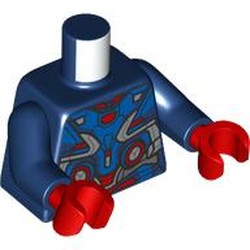 LEGO part 973c05h22pr0008 Torso, Dark Blue Arms, Red Hands with print in Earth Blue/ Dark Blue