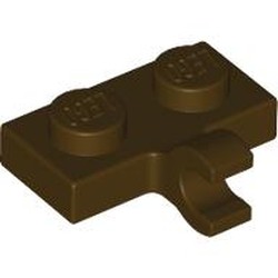 LEGO part 11476 Plate Special 1 x 2 with Clip Horizontal on Side in Dark Brown