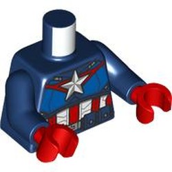 LEGO part 973c05h22pr0005 Torso, Dark Blue Arms, Red Hands with print in Earth Blue/ Dark Blue