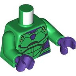 LEGO part 973c31h09pr0001 Torso, Green Arms, Dark Purple Hands with print in Dark Green/ Green