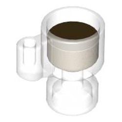 LEGO part 68495pat0005 Equipment Stein/Cup with Dark Brown Green Drink Pattern in Transparent/ Trans-Clear