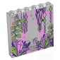 Panel 1 x 6 x 5 with Bright Oink Light Beams, Lime Plants, Bright Pink/Lavender/Lime Crystals print