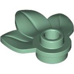 LEGO part 32607 Plant, Plate 1 x 1 Round with 3 Leaves in Sand Green