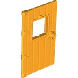 LEGO part 7102 Door 1 x 4 x 6 with Window, Wood Structure, Loose Window Hold in Flame Yellowish Orange/ Bright Light Orange