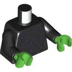 LEGO part 973c03h06pr0002 Torso, Black Arms, Bright Green Hands with print in Black