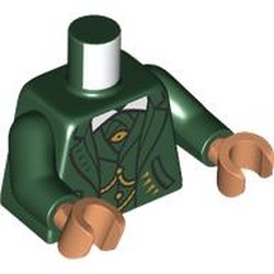 LEGO part 973c35h13pr0001 Torso, Dark Green Arms, Nougat Hands with print in Earth Green/ Dark Green