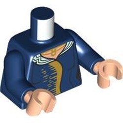 LEGO part 973c05h02pr0008 Torso, Dark Blue Arms, Light Nougat Hands with print in Earth Blue/ Dark Blue