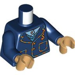 LEGO part 973c05h70pr0002 Torso, Dark Blue Arms, Warm Tan Hands with print in Earth Blue/ Dark Blue
