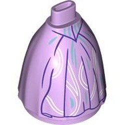 LEGO part 24452pr0014 Minidoll Skirt Full with No Hips or Feet with Dark Purple Trim, White/Sand Blue Decorations print in Lavender