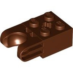 LEGO part 67696 Technic Brick Special 2 x 2 with Ball Socket Wide and Axle Hole, No Arm Holes in Reddish Brown
