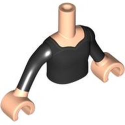 LEGO part 92816c01pr0013 Minidoll Torso Woman with Light Nougat Arms and Hands with Black Dress print in Light Nougat