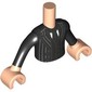 Minidoll Torso Man with Light Nougat Arms and Hands with Black Suit, Tie, Light Bluish Grey Stripes print